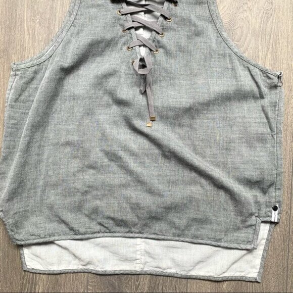 Revolve One Teaspoon Tank Top Lace Up Sleeveless Gray - Picture 6 of 15